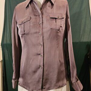 Coldwater Creek Long Sleeved Shimmery Grey Blouse, Soft and Flowing